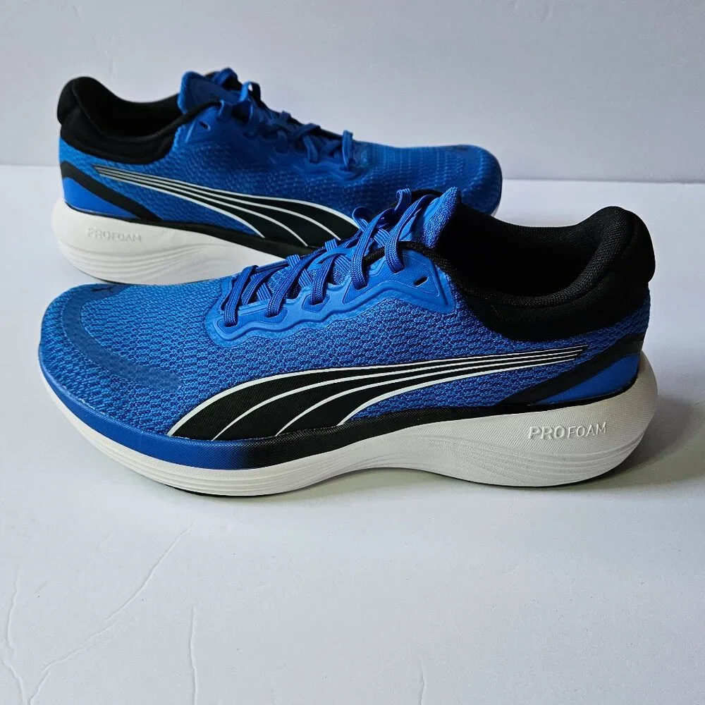 Puma Scend Pro Blue and Black Lace Up Running Sneakers Mens Size 9.5